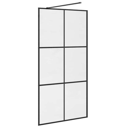 Parete per Doccia Walk-in Vetro Trasparente ESG Nera 100x195 cm - homemem39