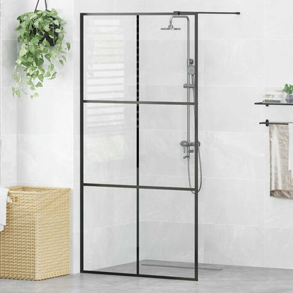 Parete per Doccia Walk-in Vetro Trasparente ESG Nera 100x195 cm - homemem39