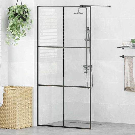 Parete per Doccia Walk-in Vetro Trasparente ESG Nera 100x195 cm - homemem39