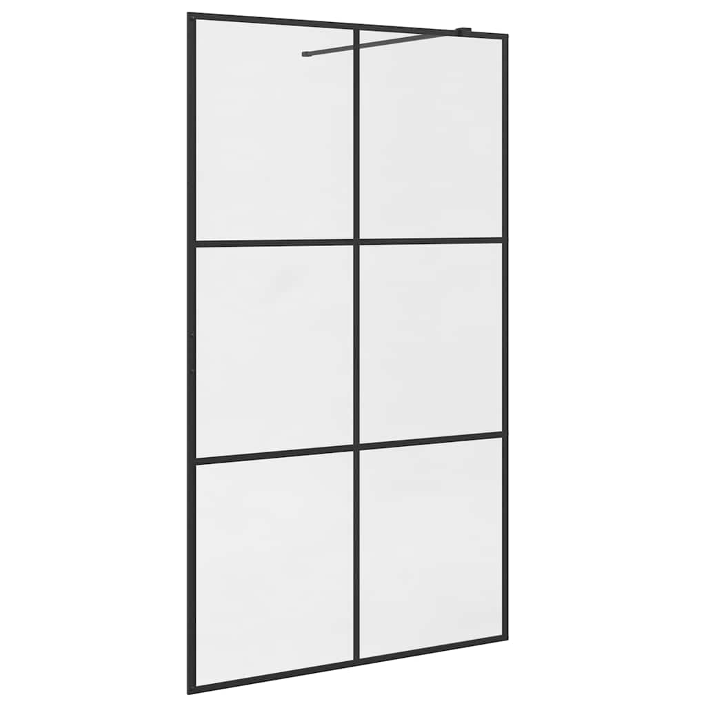 Parete per Doccia Walk-in Vetro Trasparente ESG 115x195cm Nera | homemem39
