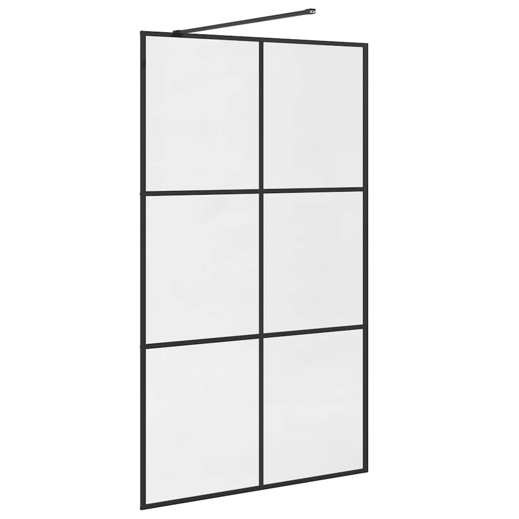 Parete per Doccia Walk-in Vetro Trasparente ESG 115x195cm Nera - homemem39