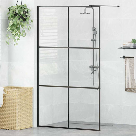 Parete per Doccia Walk-in Vetro Trasparente ESG 115x195cm Nera | homemem39