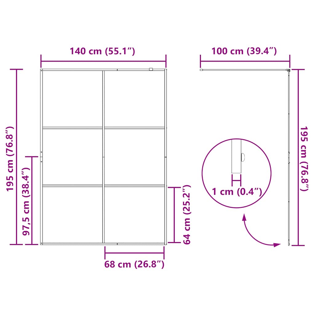 Parete per Doccia Walk-in Vetro Trasparente ESG 140x195cm Nera | homemem39