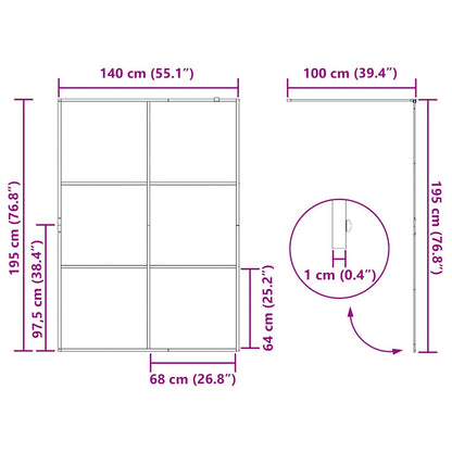 Parete per Doccia Walk-in Vetro Trasparente ESG 140x195cm Nera | homemem39