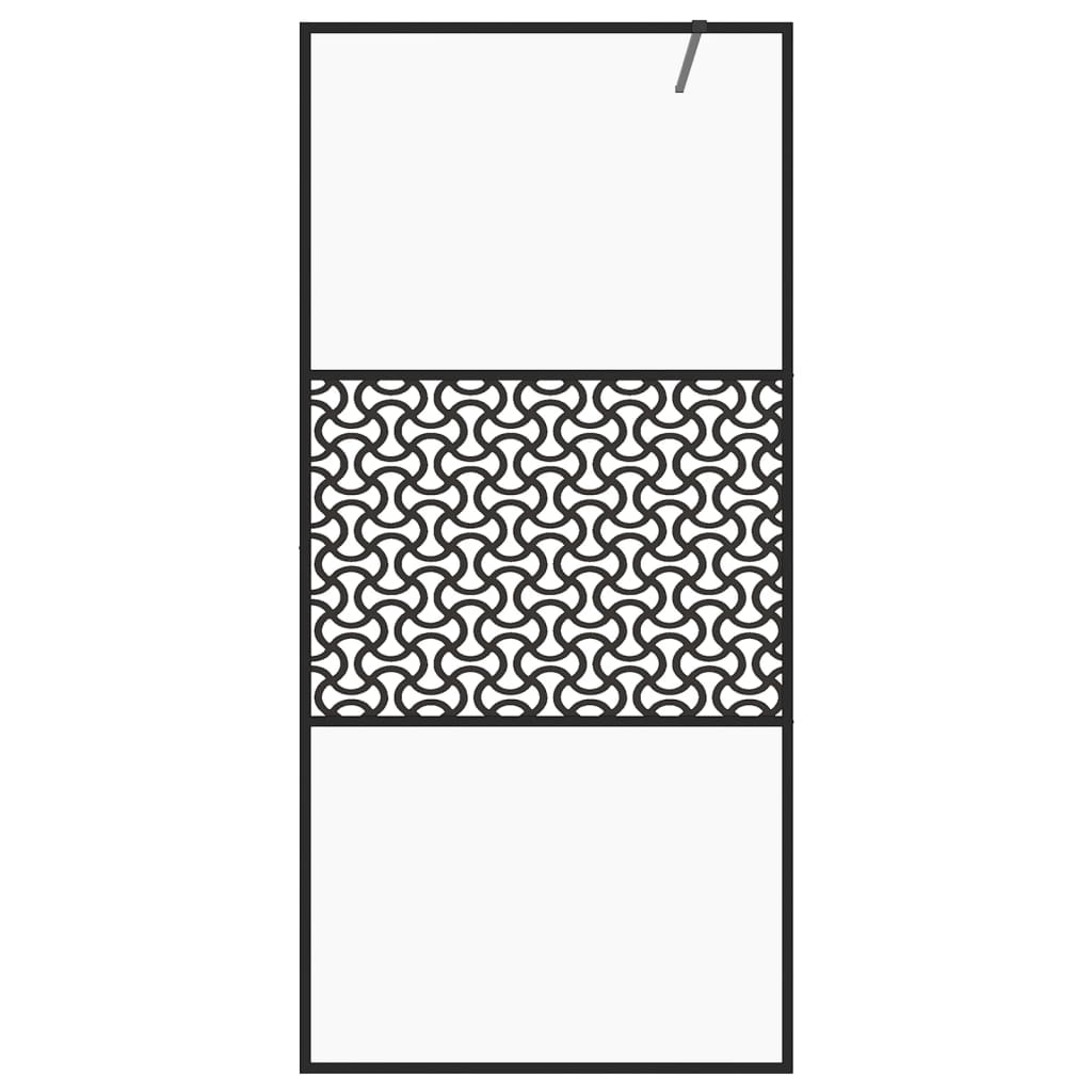 Parete per Doccia Walk-in Vetro Trasparente ESG 80x195 cm Nera - homemem39