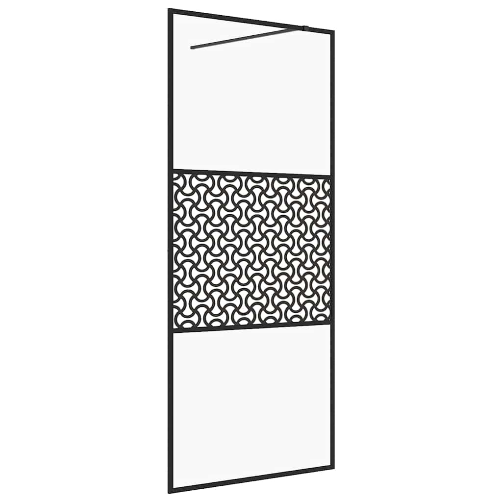 Parete per Doccia Walk-in Vetro Trasparente ESG 100x195cm Nera | homemem39