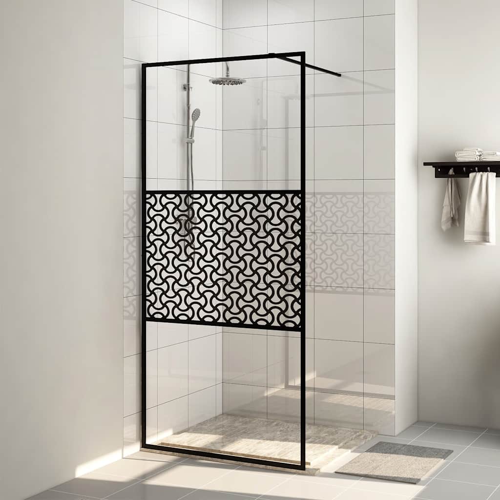 Parete per Doccia Walk-in Vetro Trasparente ESG 100x195cm Nera | homemem39