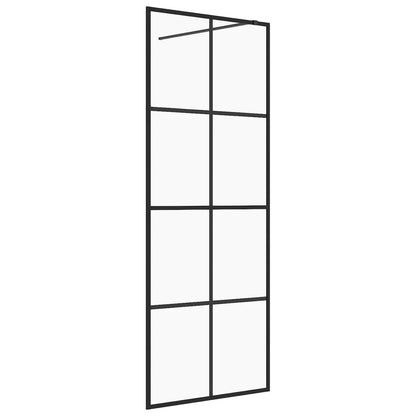 Parete per Doccia Walk-in Vetro Trasparente ESG 80x195 cm Nera - homemem39