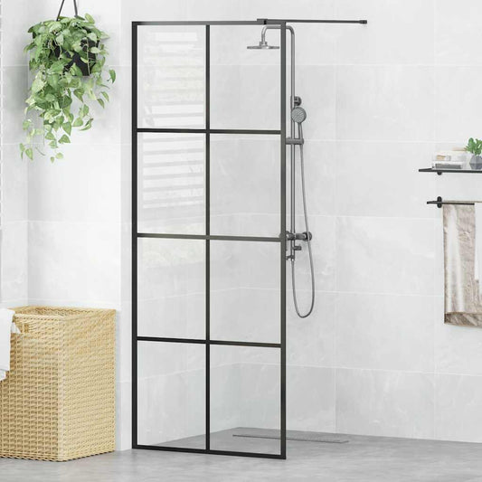 Parete per Doccia Walk-in Vetro Trasparente ESG 80x195 cm Nera