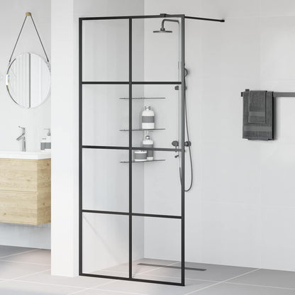 Parete per Doccia Walk-in Vetro Trasparente ESG 90x195 cm Nera | homemem39