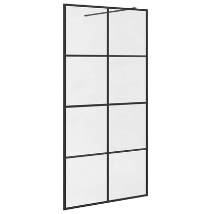 Parete per Doccia Walk-in Vetro Trasparente ESG 100x195cm Nera