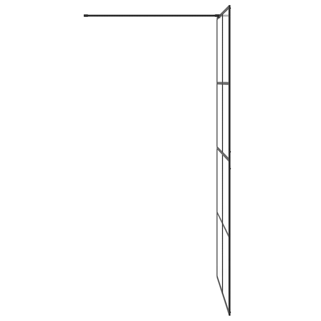 Parete per Doccia Walk-in Vetro Trasparente ESG 100x195cm Nera