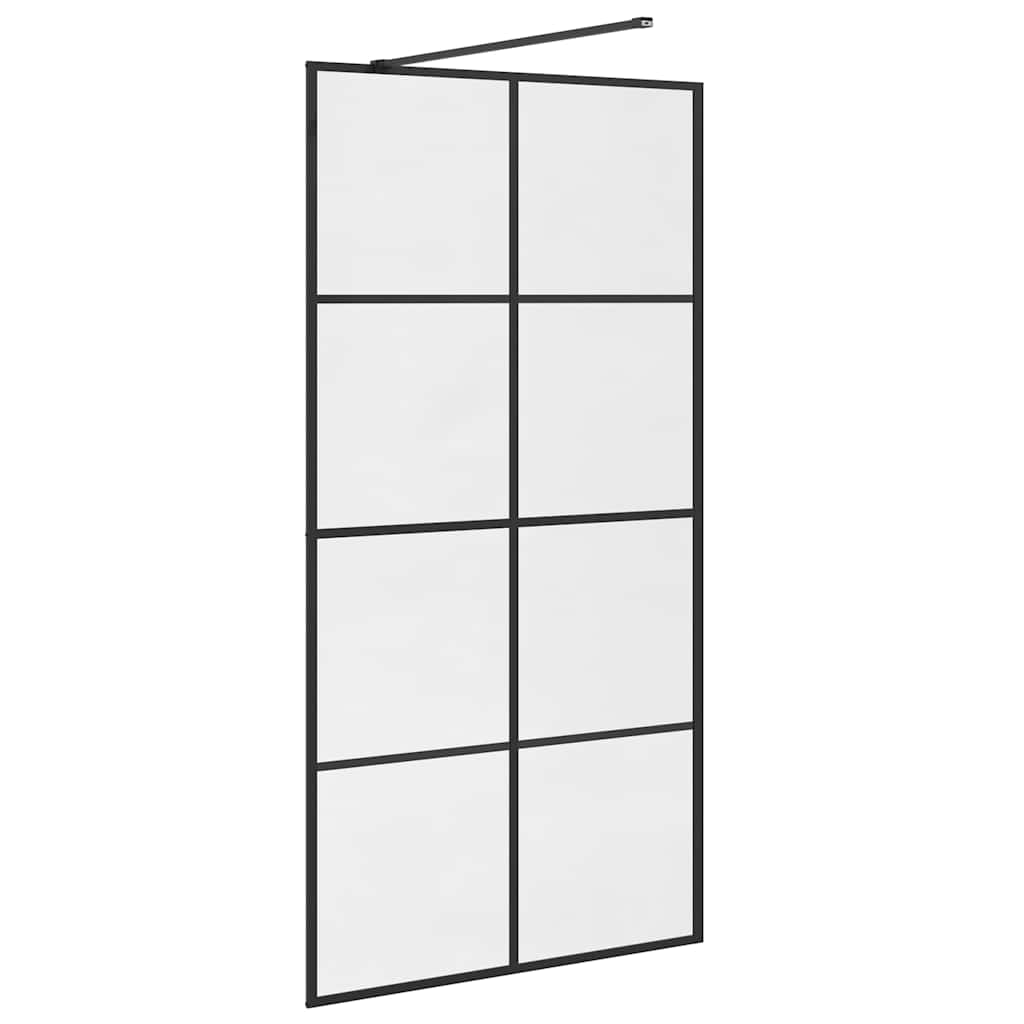 Parete per Doccia Walk-in Vetro Trasparente ESG 100x195cm Nera