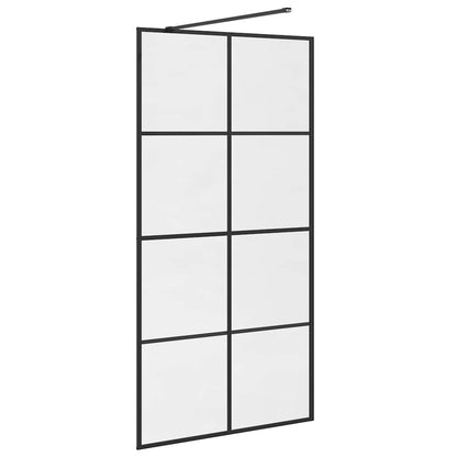 Parete per Doccia Walk-in Vetro Trasparente ESG 100x195cm Nera