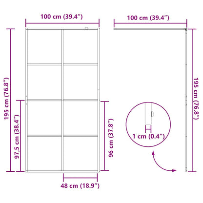 Parete per Doccia Walk-in Vetro Trasparente ESG 100x195cm Nera