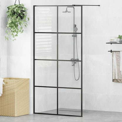 Parete per Doccia Walk-in Vetro Trasparente ESG 100x195cm Nera