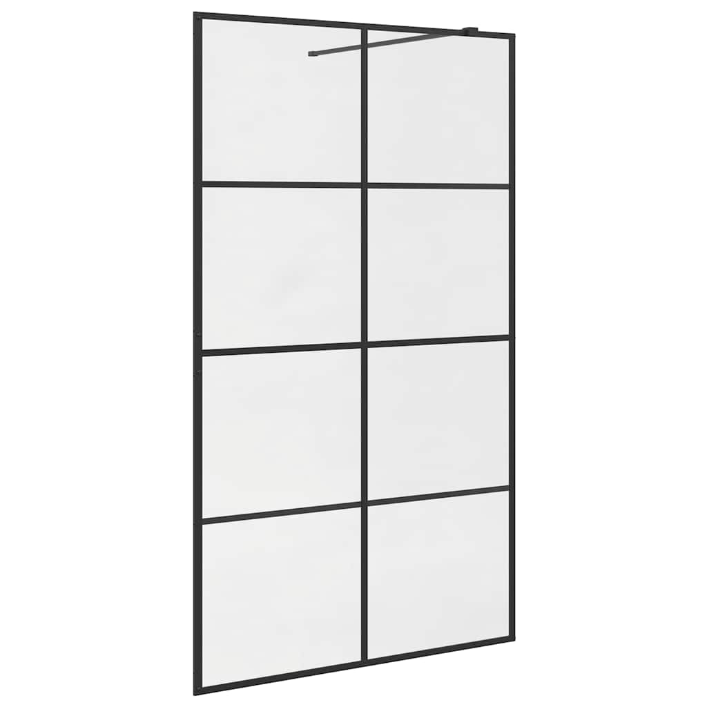 Parete per Doccia Walk-in Vetro Trasparente ESG 115x195cm Nera