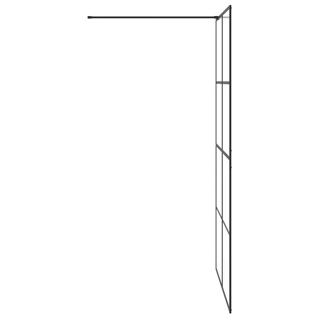 Parete per Doccia Walk-in Vetro Trasparente ESG 115x195cm Nera