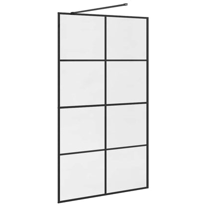 Parete per Doccia Walk-in Vetro Trasparente ESG 115x195cm Nera
