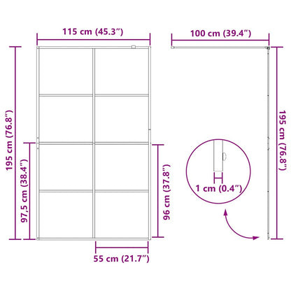 Parete per Doccia Walk-in Vetro Trasparente ESG 115x195cm Nera