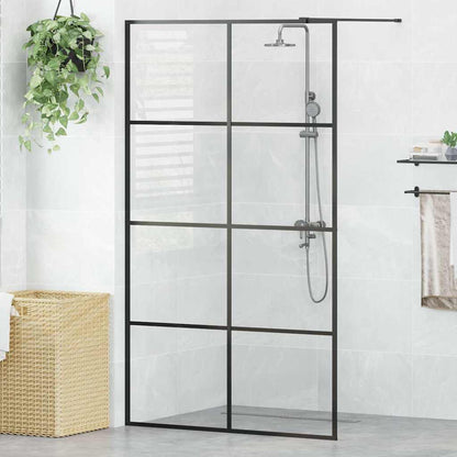 Parete per Doccia Walk-in Vetro Trasparente ESG 115x195cm Nera