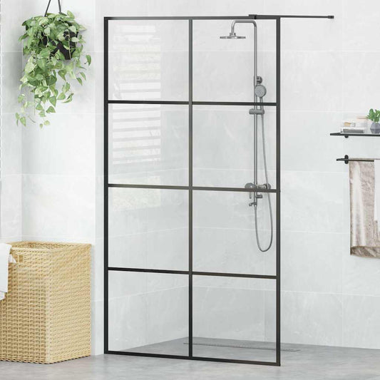 Parete per Doccia Walk-in Vetro Trasparente ESG 115x195cm Nera