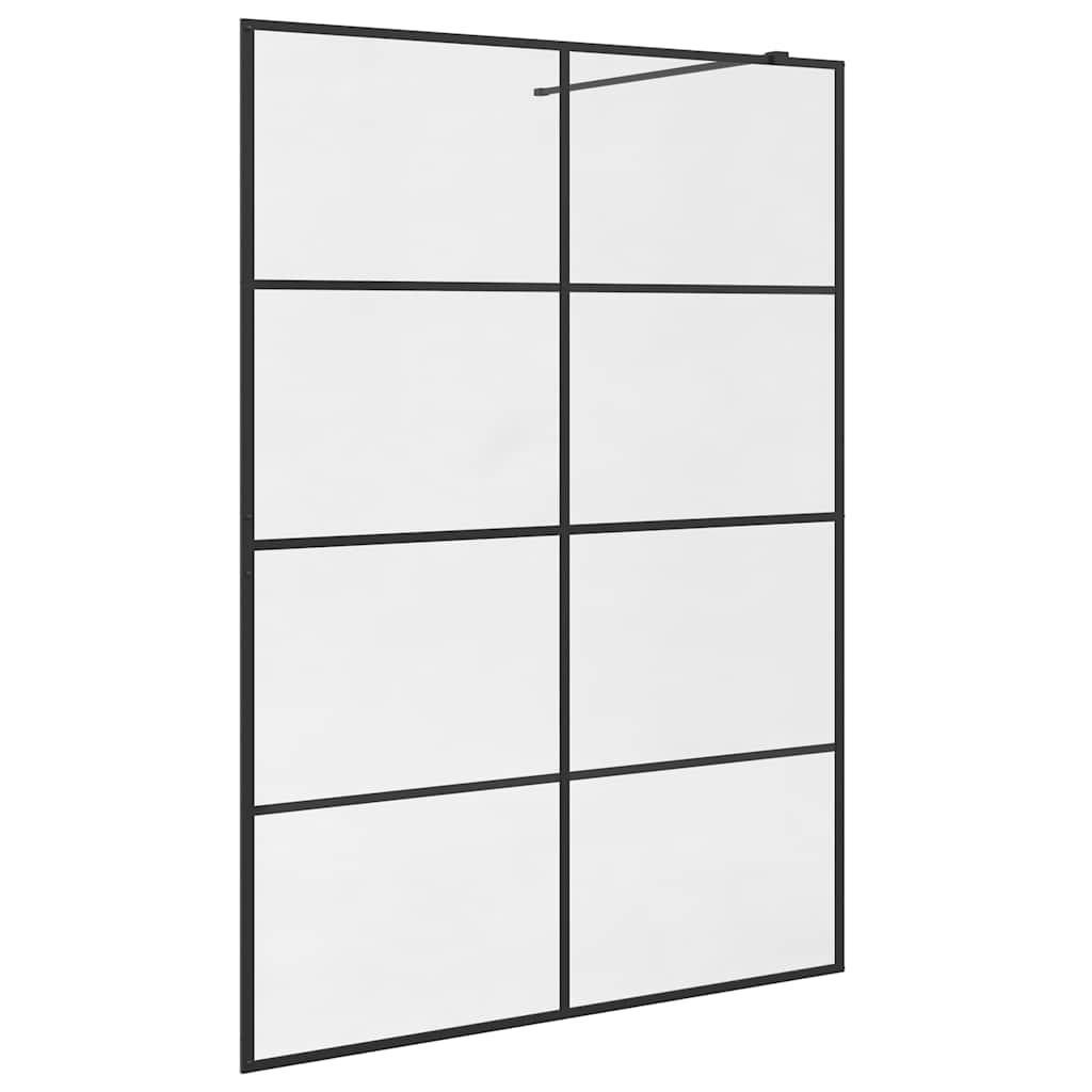 Parete Doccia Walk-in in Vetro Trasparente ESG 140x195cm Nera - homemem39