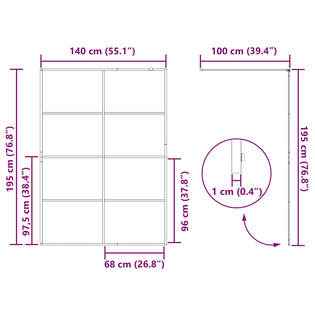 Parete Doccia Walk-in in Vetro Trasparente ESG 140x195cm Nera - homemem39