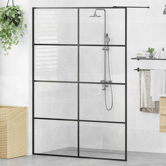 Parete Doccia Walk-in in Vetro Trasparente ESG 140x195cm Nera - homemem39