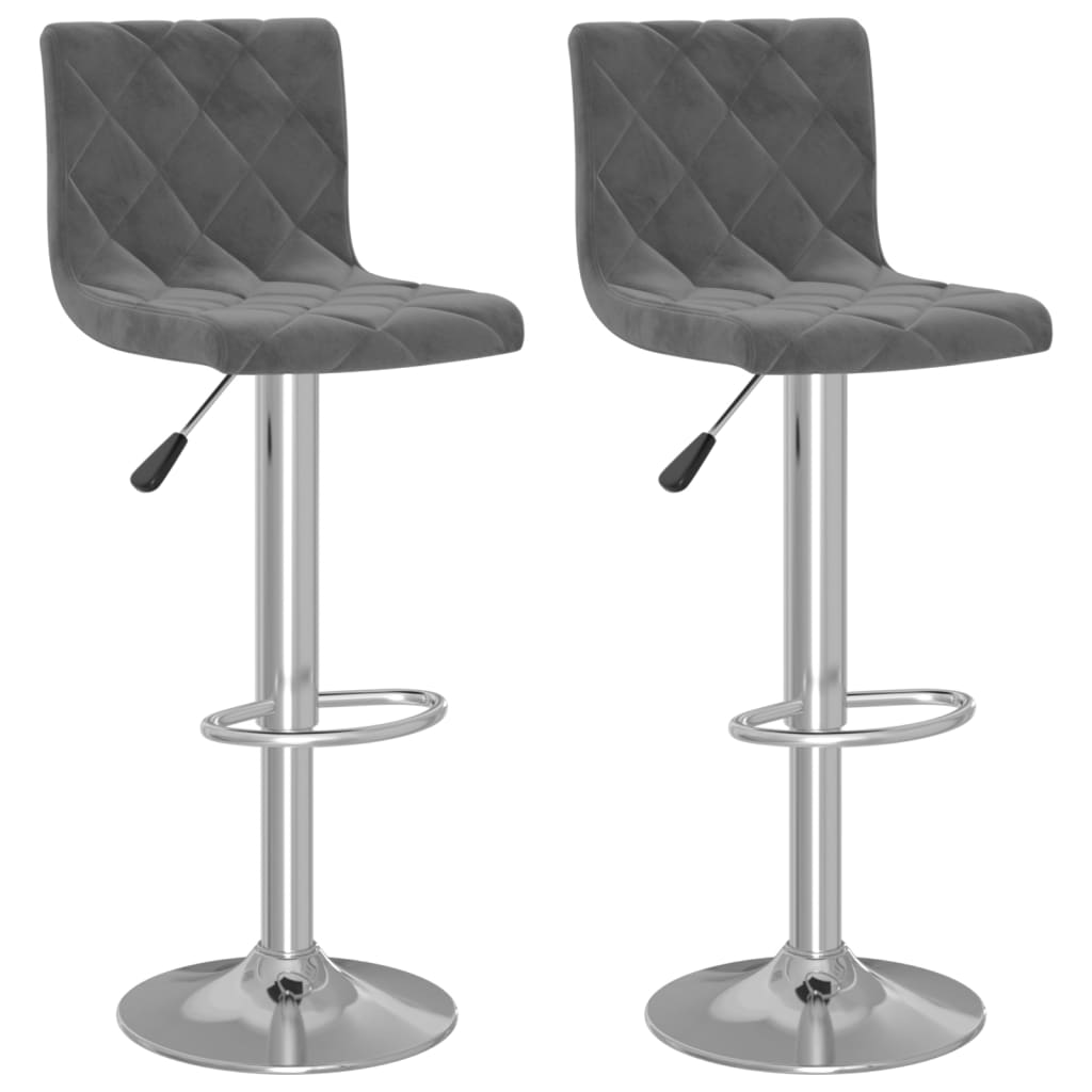 Sedie da Bar 2 pz Grigio Scuro in Velluto - homemem39