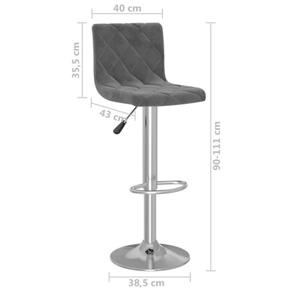 Sedie da Bar 2 pz Grigio Scuro in Velluto - homemem39