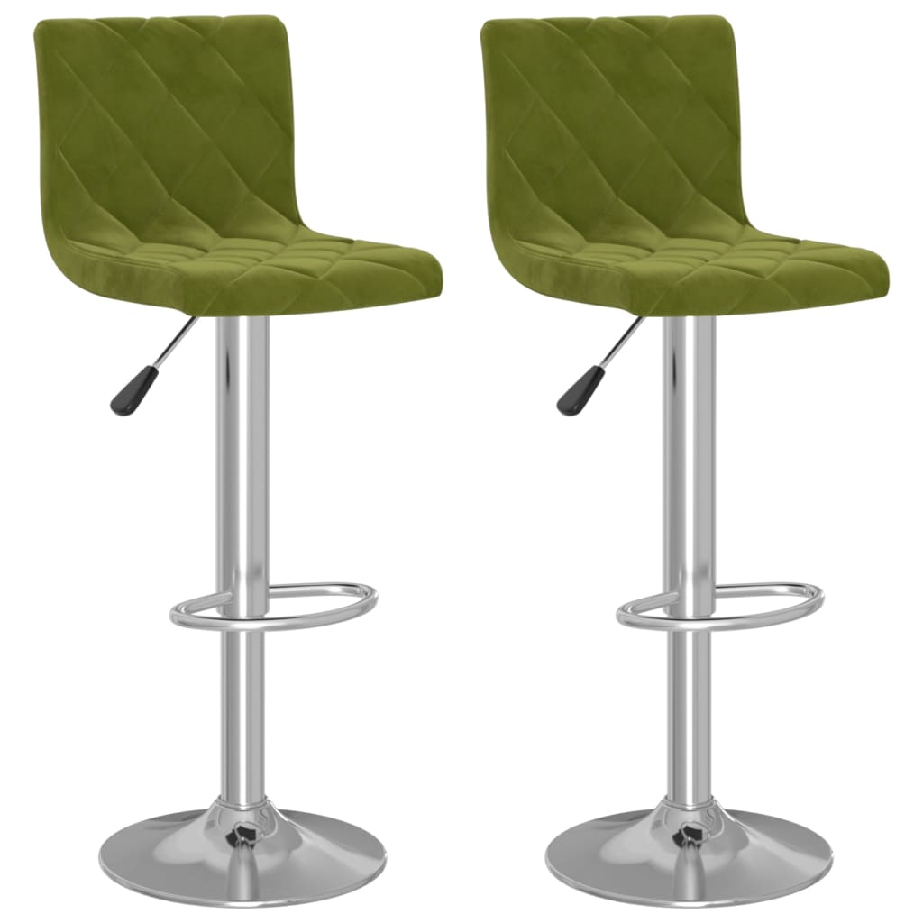Sgabelli da Bar 2 pz Verde Chiaro in Velluto