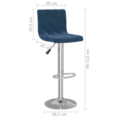 Sgabelli da Bar 2 pz Blu in Velluto - homemem39