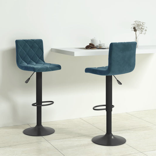 Sgabelli da Bar 2 pz Blu in Velluto - homemem39
