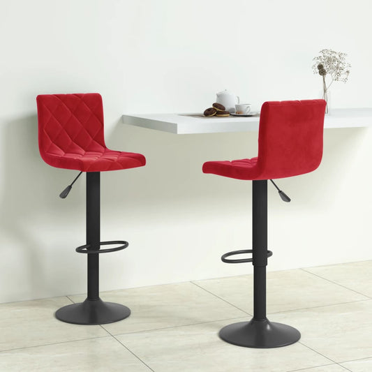 Sgabelli da Bar 2 pz Rosso Vino in Velluto - homemem39