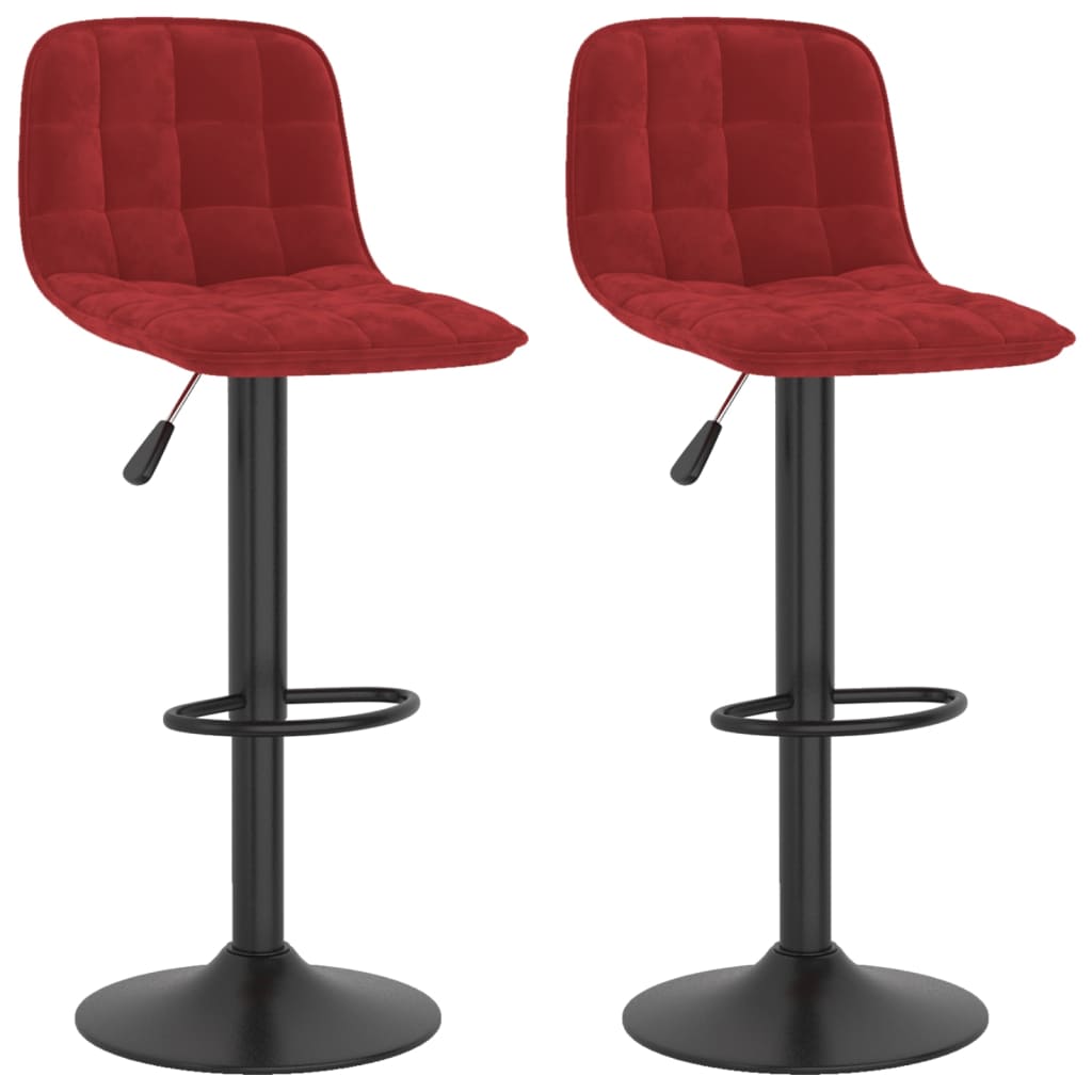 Sgabelli da Bar 2 pz Rosso Vino in Velluto - homemem39