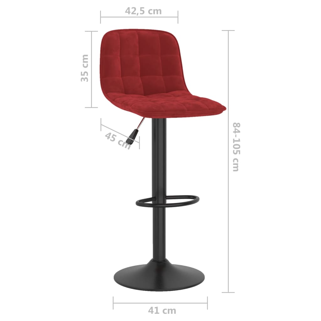 Sgabelli da Bar 2 pz Rosso Vino in Velluto | homemem39