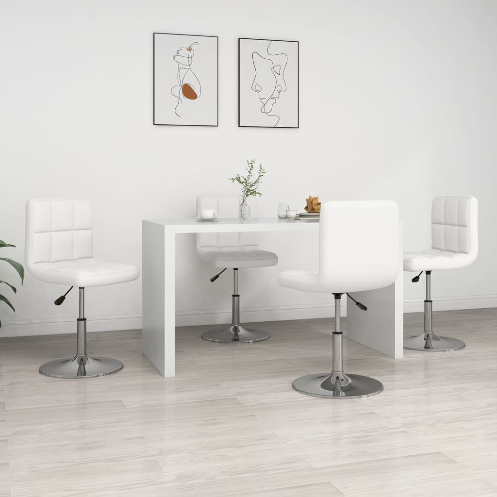 Sedie da Pranzo 4 pz Bianche in Similpelle | homemem39