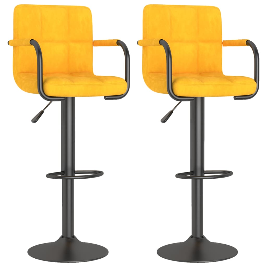 Sgabelli da Bar 2 pz Giallo Senape in Velluto - homemem39