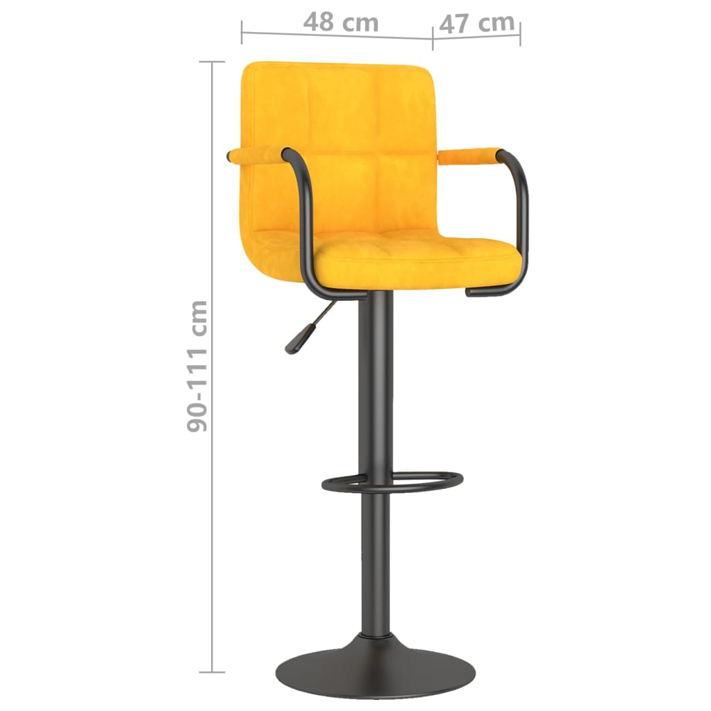 Sgabelli da Bar 2 pz Giallo Senape in Velluto - homemem39