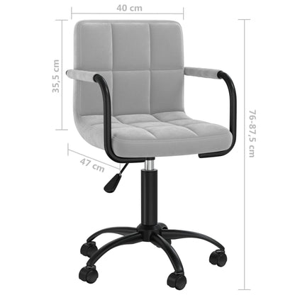 Sedia da Ufficio Girevole Grigio Chiaro in Velluto