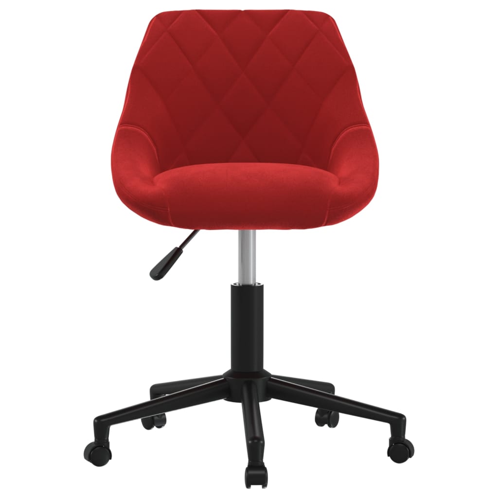 Sedia Girevole da Ufficio Rosso Vino in Velluto - homemem39