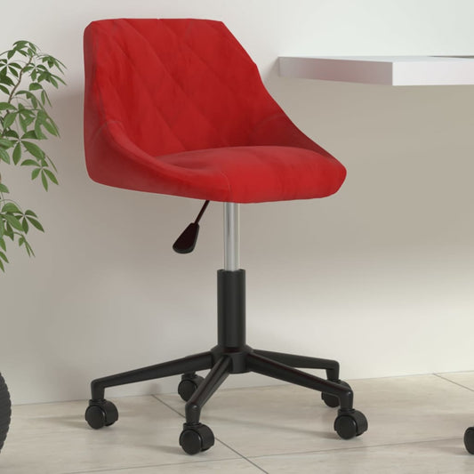 Sedia Girevole da Ufficio Rosso Vino in Velluto - homemem39