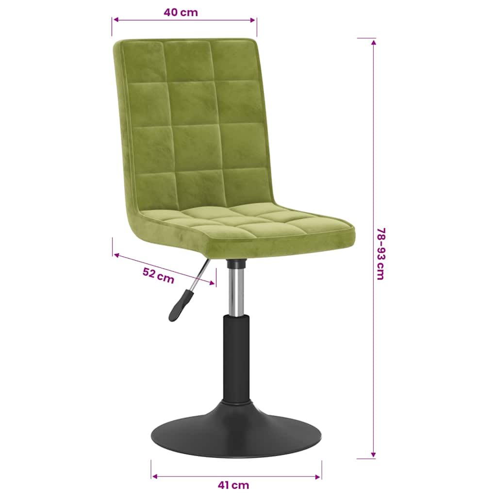 Sedie da Pranzo Girevoli 2 pz Verde Chiaro in Velluto | homemem39