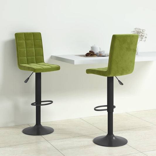 Sgabelli da Bar 2 pz Verde Chiaro in Velluto - homemem39