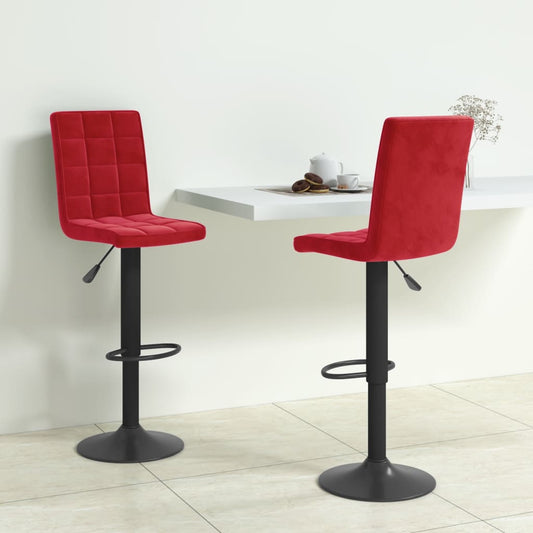 Sgabelli da Bar 2 pz Rosso Vino in Velluto - homemem39