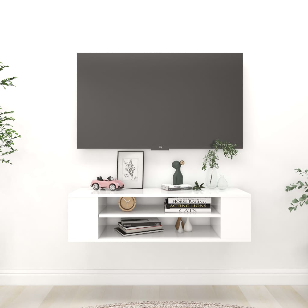 Mobile Porta TV Sospeso Bianco 100x30x26,5 cm Legno Multistrato - homemem39