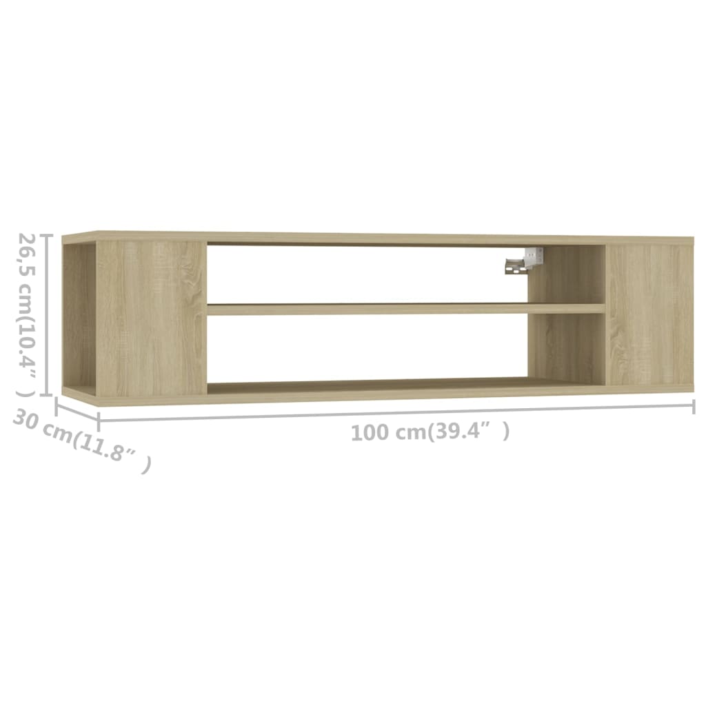 Mobile TV Pensile Rovere Sonoma 100x30x26,5cm Legno Multistrato - homemem39