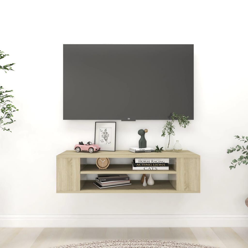 Mobile TV Pensile Rovere Sonoma 100x30x26,5cm Legno Multistrato - homemem39