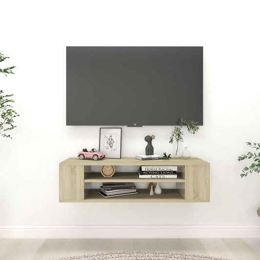 Mobile TV Pensile Rovere Sonoma 100x30x26,5cm Legno Multistrato - homemem39